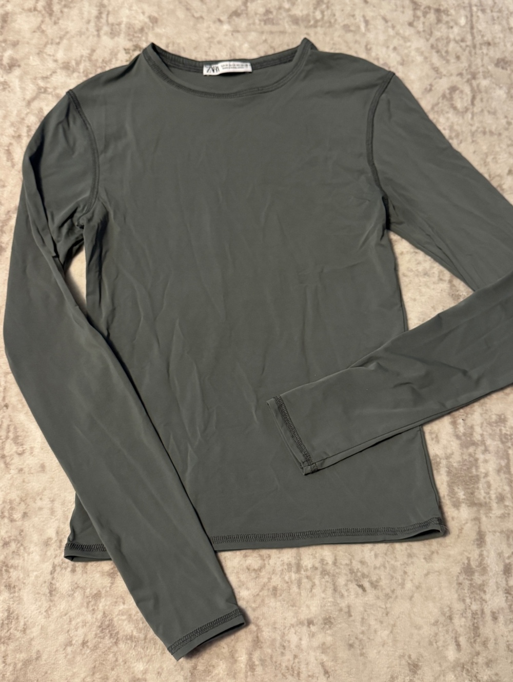 Zara athletic/performance long-sleeve crewneck top